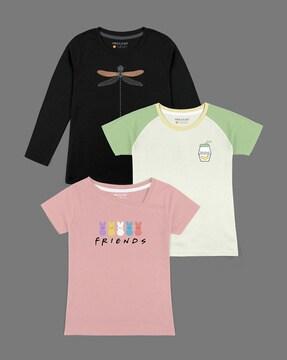 pack of 3 graphic print crew-neck t-shirts