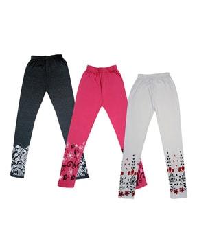 pack of 3 graphic print leggings with elasticated waistband