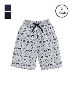 pack of 3 graphic print mid-rise shorts