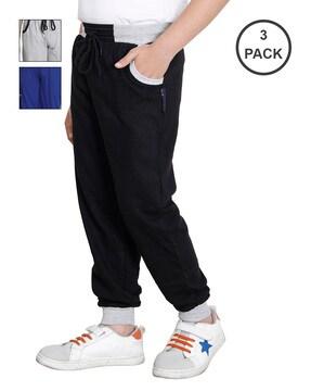 pack of 3 high-rise joggers with elasticated drawstring waist