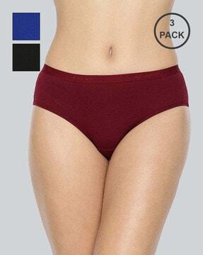 pack of 3 hipster panties with elasticated waist - assorted