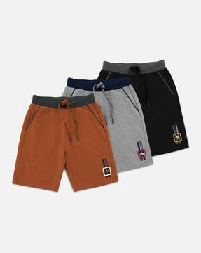 pack of 3 knitted bermudas with brand print