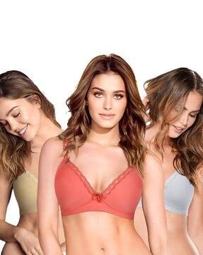 pack of 3 lace lightly-padded non-wired bra