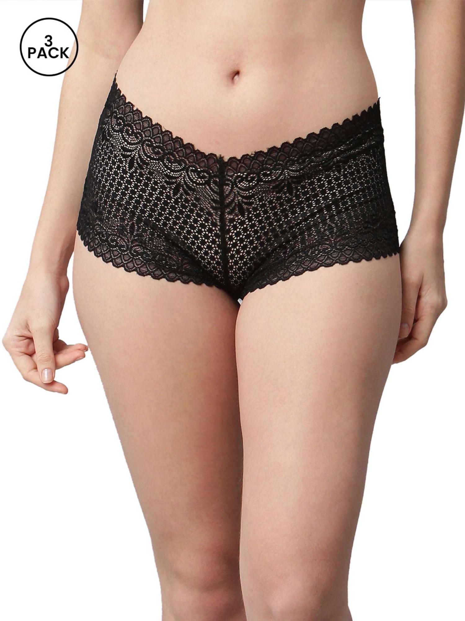 pack of 3 lacy black panty