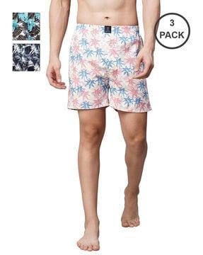 pack of 3 leaf print boxers with pocket