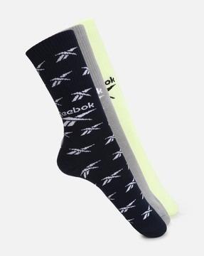 pack of 3 logo print ankle-length everyday socks