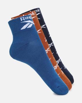 pack of 3 logo print ankle-length everyday socks