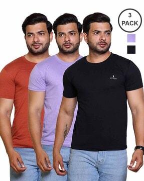 pack of 3 logo print round-neck t-shirts