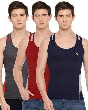 pack of 3 logo sleeveless vests
