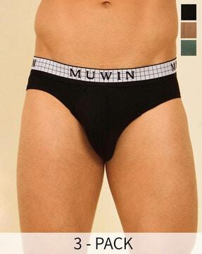 pack of 3 men briefs with logo waistband