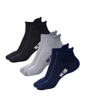 pack of 3 men checked ankle-length socks