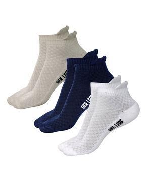 pack of 3 men checked ankle-length socks