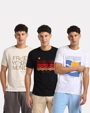 pack of 3 men graphic regular fit t-shirt with round neck