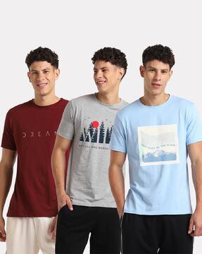 pack of 3 men graphic regular fit t-shirt with round neck