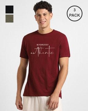 pack of 3 men graphic regular fit t-shirt with round neck