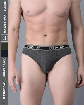 pack of 3 men logo print briefs with elasticated waist