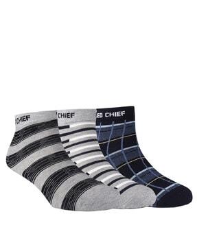pack of 3 men printed ankle-length socks