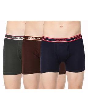 pack of 3 men solid combed cotton interlock trunks