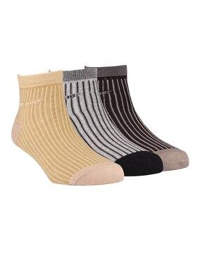 pack of 3 men striped ankle-length socks