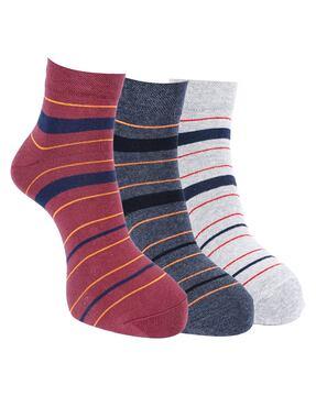 pack of 3 men striped ankle-length socks