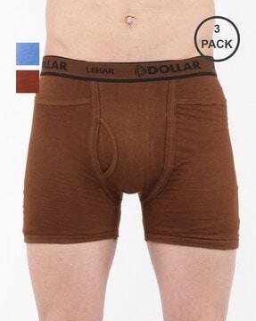 pack of 3 men typographic print trunks with elasticated waist