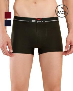 pack of 3 men typographic print trunks with elasticated waist