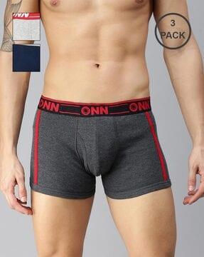 pack of 3 men typographic print trunks with elasticated waist