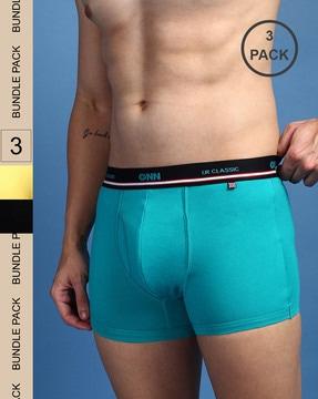 pack of 3 men typographic print trunks with elasticated waist