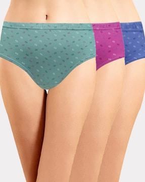 pack of 3 micro print hipsters with elasticated waist