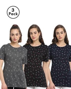 pack of 3 micro print t-shirt