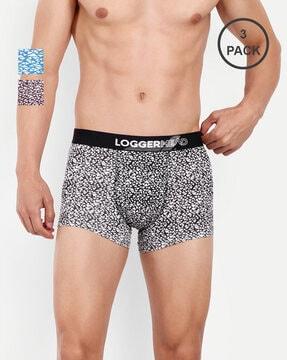 pack of 3 micro-print trunks with elasticated waist