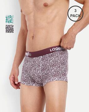 pack of 3 micro-print trunks with elasticated waist