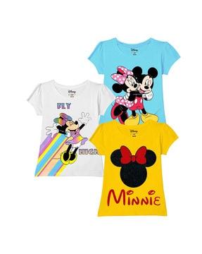 pack of 3 minnie mouse print round-neck t-shirt