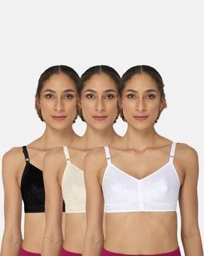 pack of 3 non-wired bra with back-closure