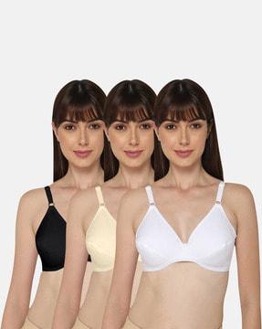 pack of 3 non-wired bras with adjustable straps & back closure