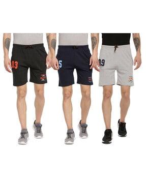 pack of 3 numeric print flat front shorts