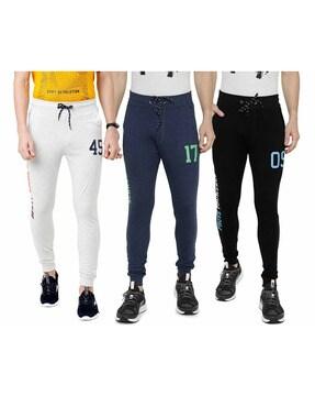 pack of 3 numeric print mid rise joggers