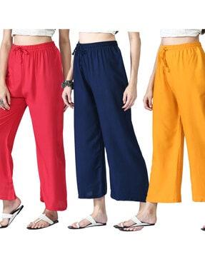pack of 3 palazzos with drawstring waist