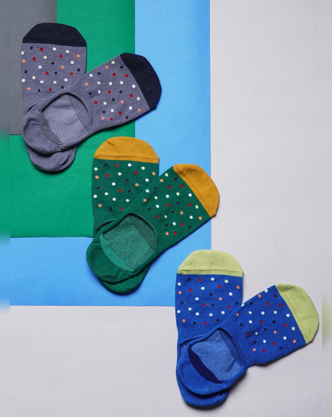 pack of 3 polka dot no-show socks