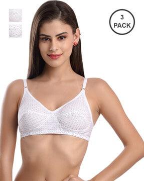 pack of 3 polka-dot non wired cotton bra