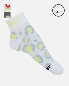 pack of 3 printed ankle-length socks