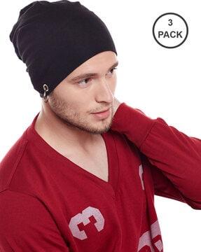 pack of 3 printed beanies