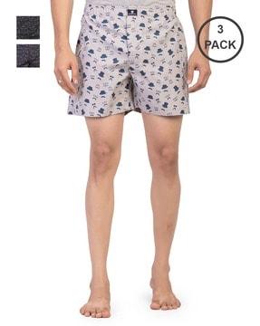 pack of 3 printed boxers with elasticated waist