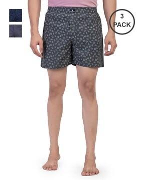 pack of 3 printed boxers with elasticated waist