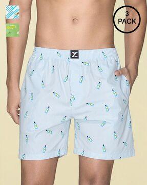 pack of 3 printed boxers with elasticated waist