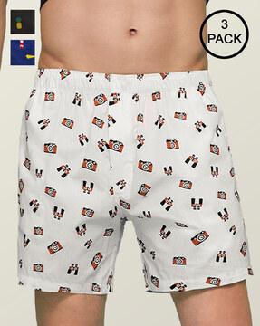 pack of 3 printed boxers with elasticated waist