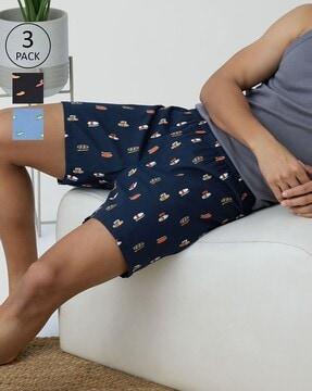 pack of 3 printed boxers with elasticated waistband