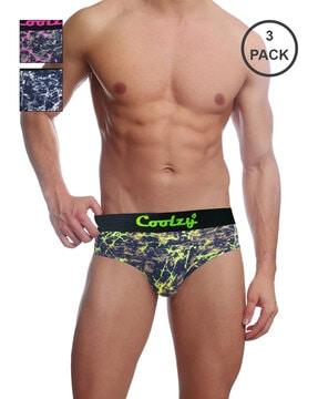 pack of 3 printed briefs with elastic waist