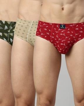 pack of 3 printed briefs with elasticated waist