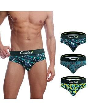 pack of 3 printed briefs with elasticated waist